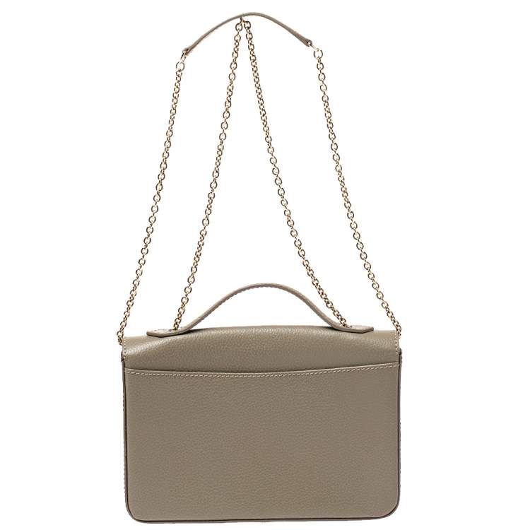 Pre Owned Faure Le Page Light Grey Leather Calibre 21 Top Handle Bag