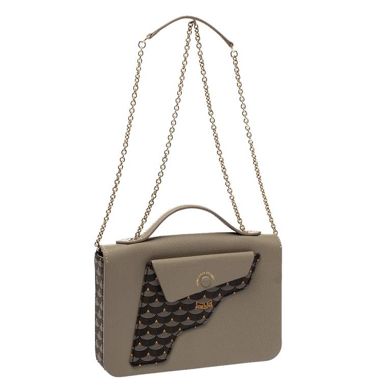 Pre Owned Faure Le Page Light Grey Leather Calibre 21 Top Handle Bag