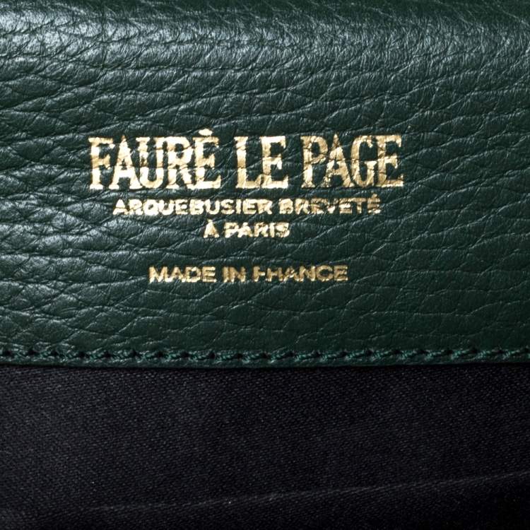 Pre Owned Faure Le Page Green Coated Canvas and Leather Parade Top Handle Bag