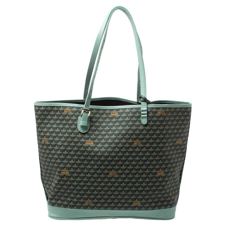 Pre Owned Faure Le Page Green Monogram Coated Canvas and Leather Carry On Tote