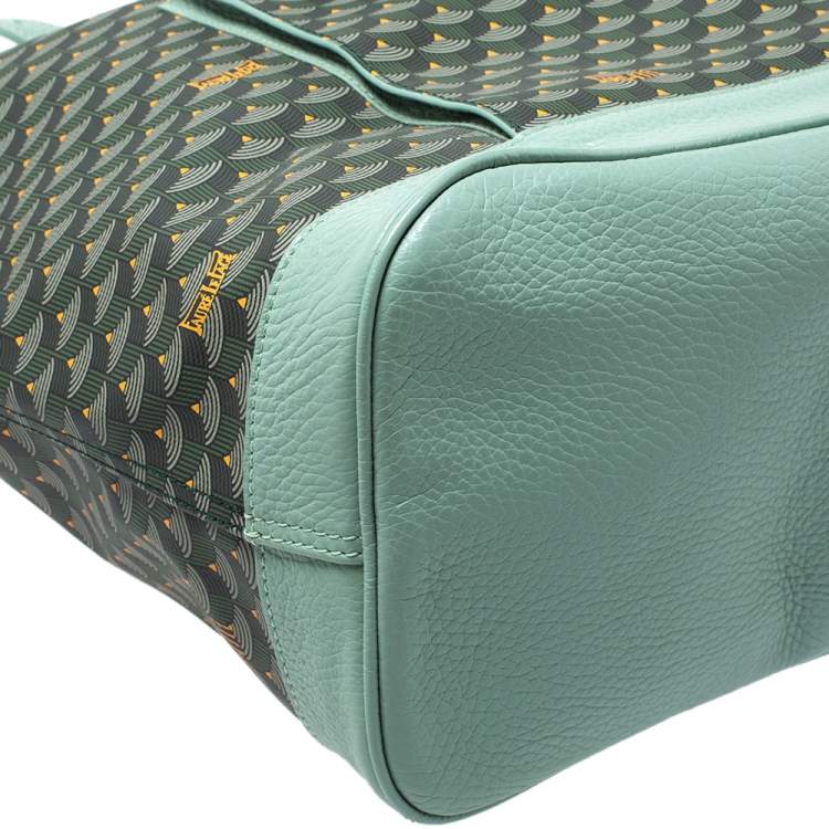 Pre Owned Faure Le Page Green Monogram Coated Canvas and Leather Carry On Tote