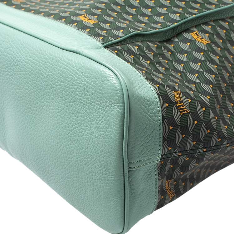 Pre Owned Faure Le Page Green Monogram Coated Canvas and Leather Carry On Tote