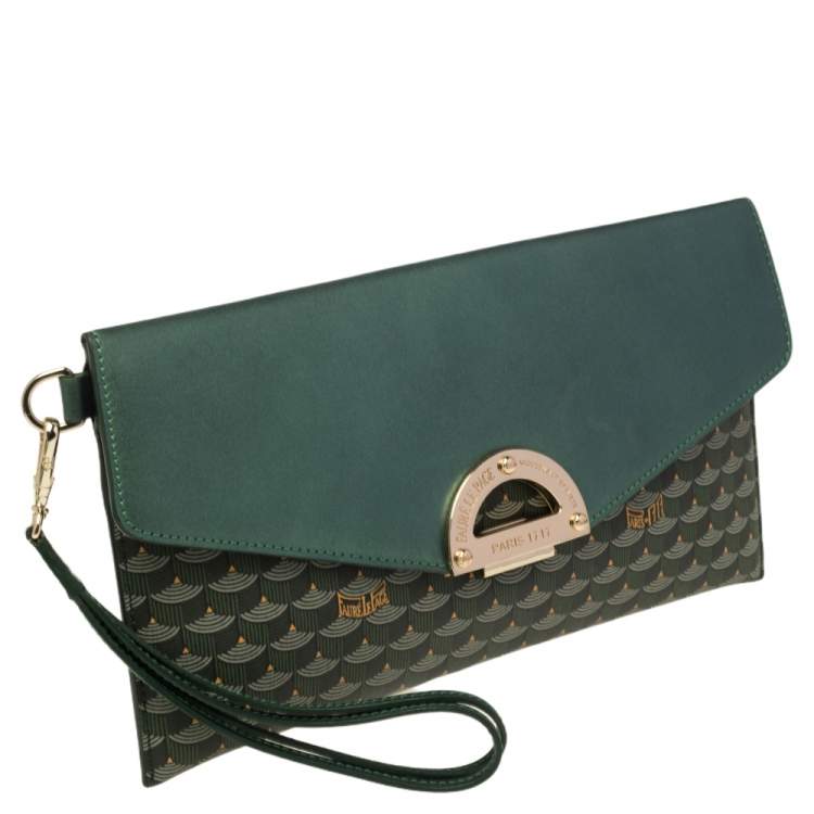 Pre Owned Faure Le Page Green Coated Canvas and Leather Parade Clutch 
