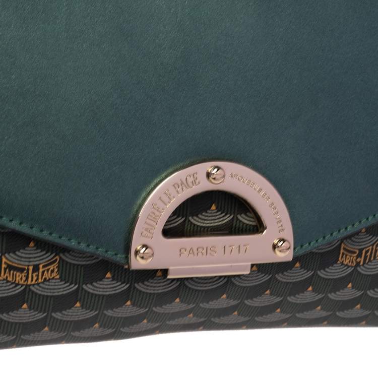 Pre Owned Faure Le Page Green Coated Canvas and Leather Parade Clutch 