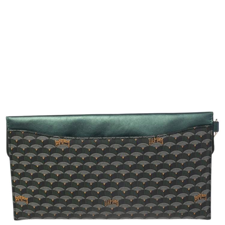 Pre Owned Faure Le Page Green Coated Canvas and Leather Parade Clutch 