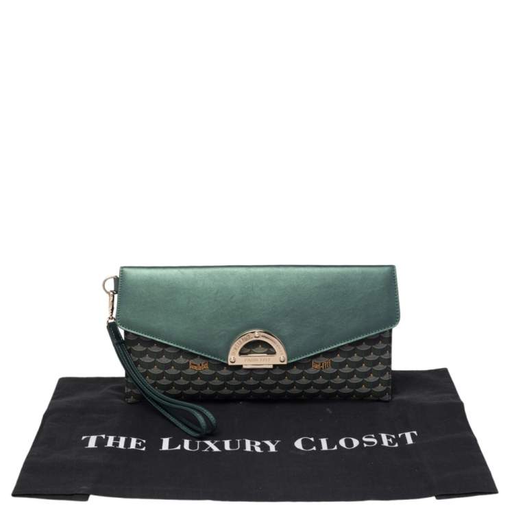 Pre Owned Faure Le Page Green Coated Canvas and Leather Parade Clutch 