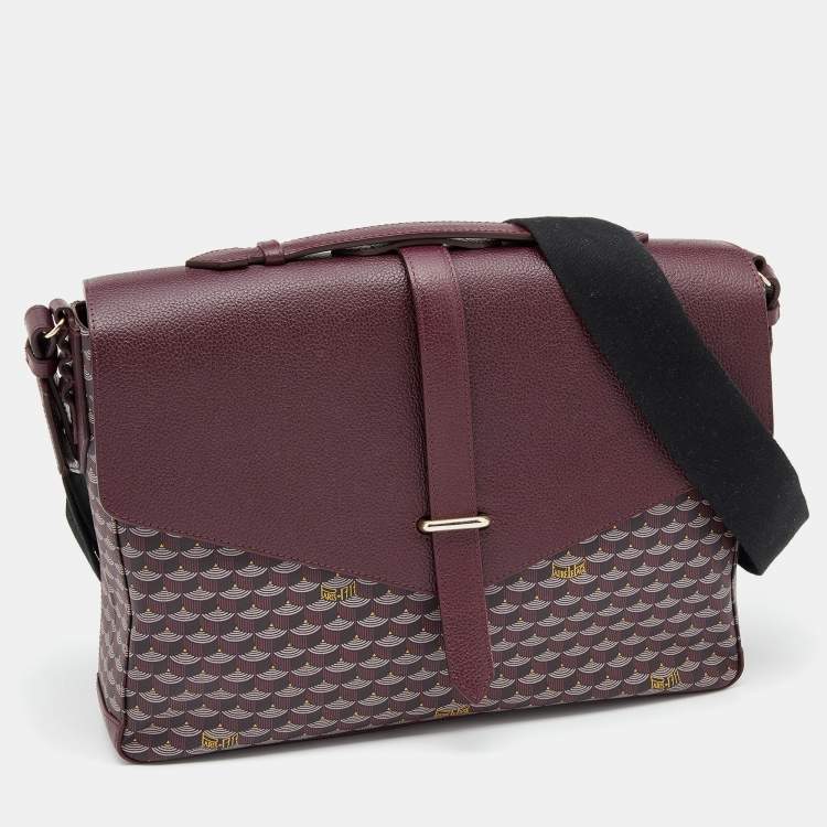Pre Owned Faure Le Page Burgundy Coated Canvas And Leather Express 36 Messenger Bag