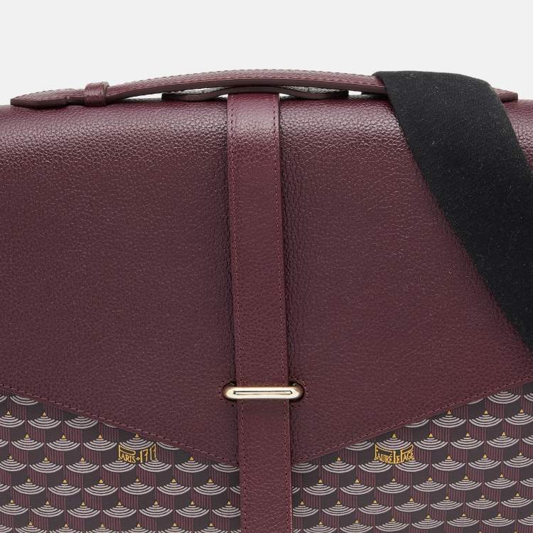 Pre Owned Faure Le Page Burgundy Coated Canvas And Leather Express 36 Messenger Bag
