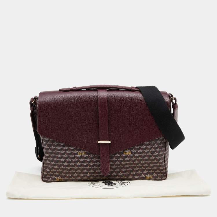 Pre Owned Faure Le Page Burgundy Coated Canvas And Leather Express 36 Messenger Bag