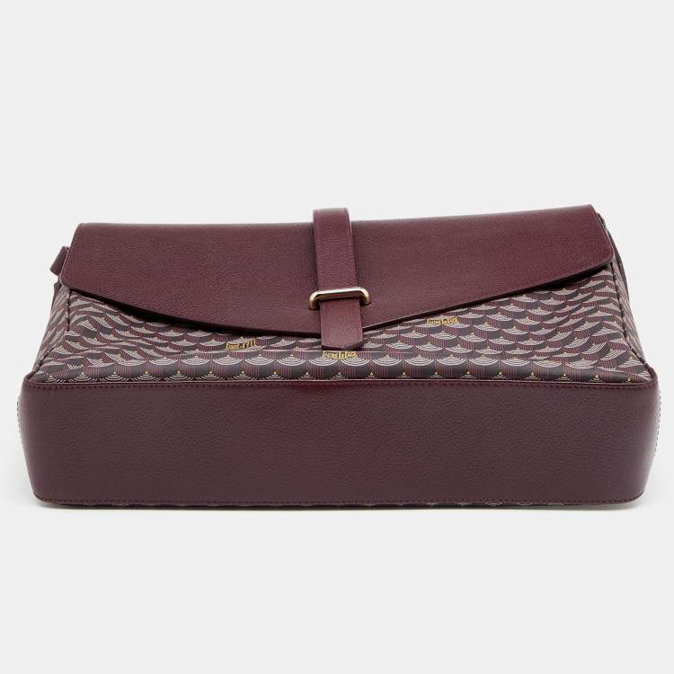 Pre Owned Faure Le Page Burgundy Coated Canvas And Leather Express 36 Messenger Bag