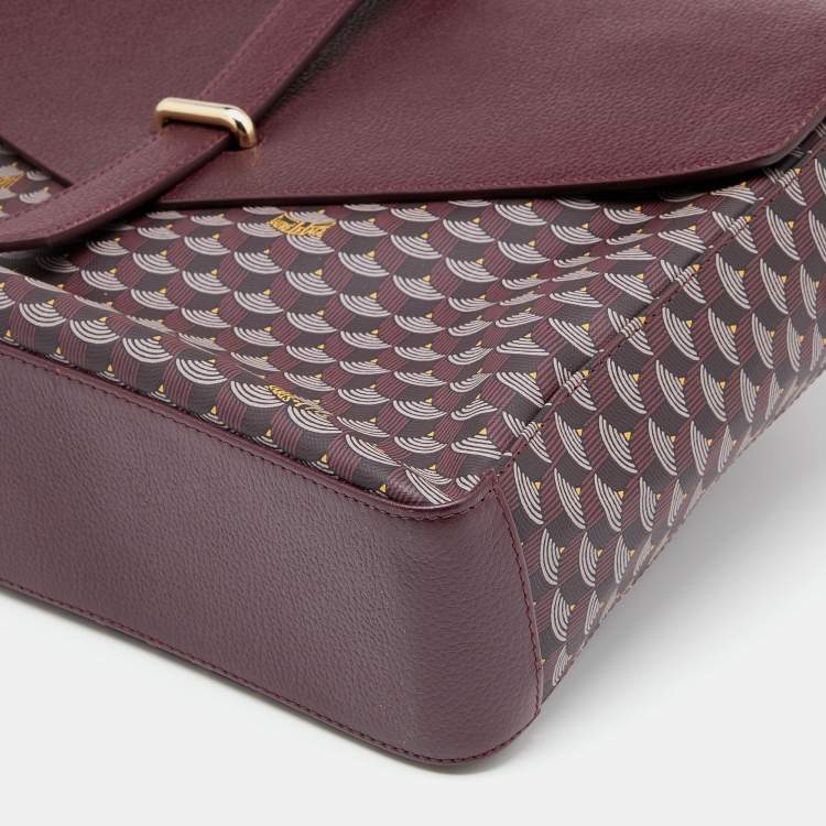 Pre Owned Faure Le Page Burgundy Coated Canvas And Leather Express 36 Messenger Bag