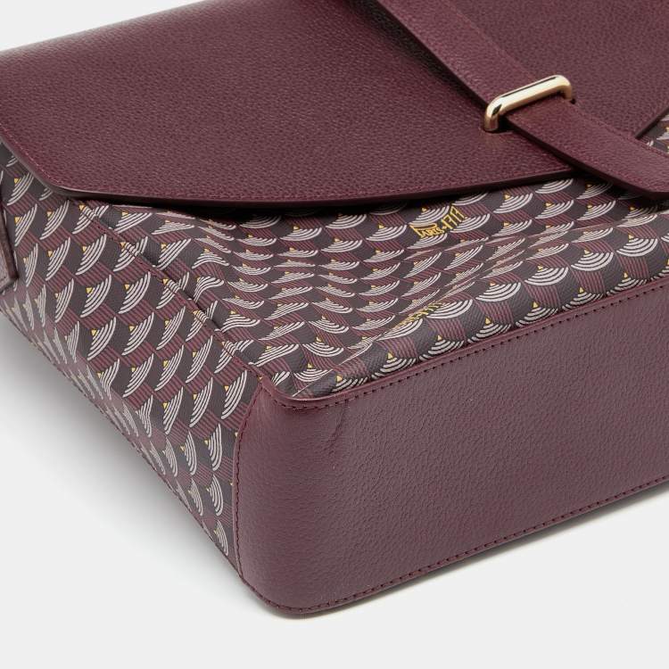 Pre Owned Faure Le Page Burgundy Coated Canvas And Leather Express 36 Messenger Bag