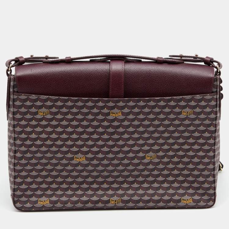 Pre Owned Faure Le Page Burgundy Coated Canvas And Leather Express 36 Messenger Bag
