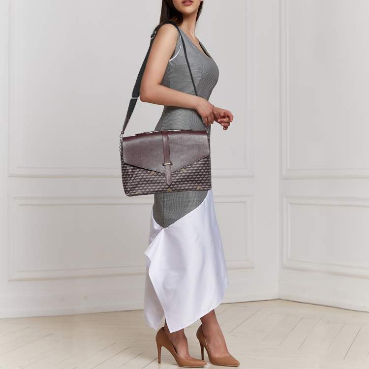 Pre Owned Faure Le Page Burgundy Coated Canvas And Leather Express 36 Messenger Bag