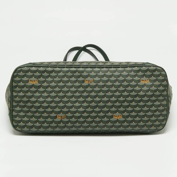 Pre Owned Faure Le Page Green Coated Canvas and Leather Daily Battle 37 Tote