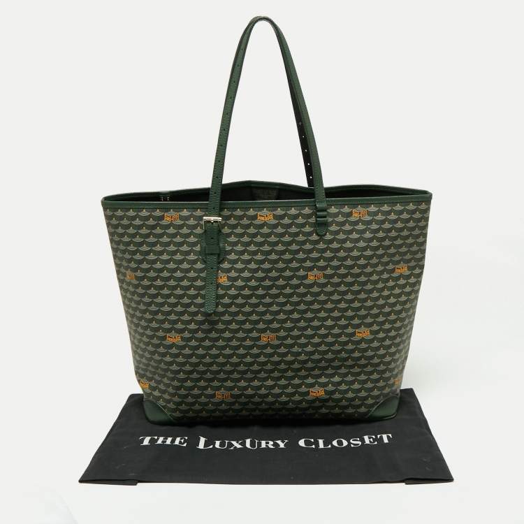 Pre Owned Faure Le Page Green Coated Canvas and Leather Daily Battle 37 Tote