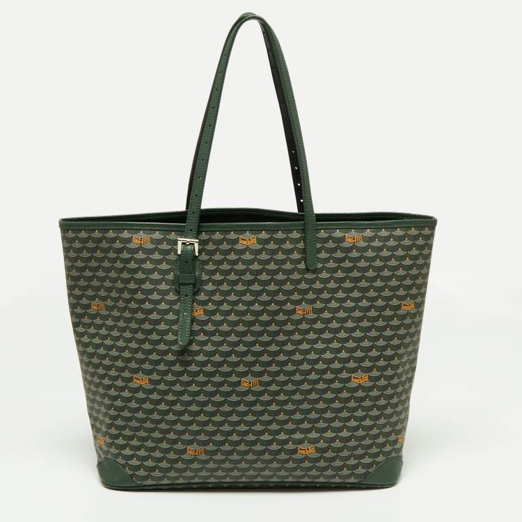 Pre Owned Faure Le Page Green Coated Canvas and Leather Daily Battle 37 Tote