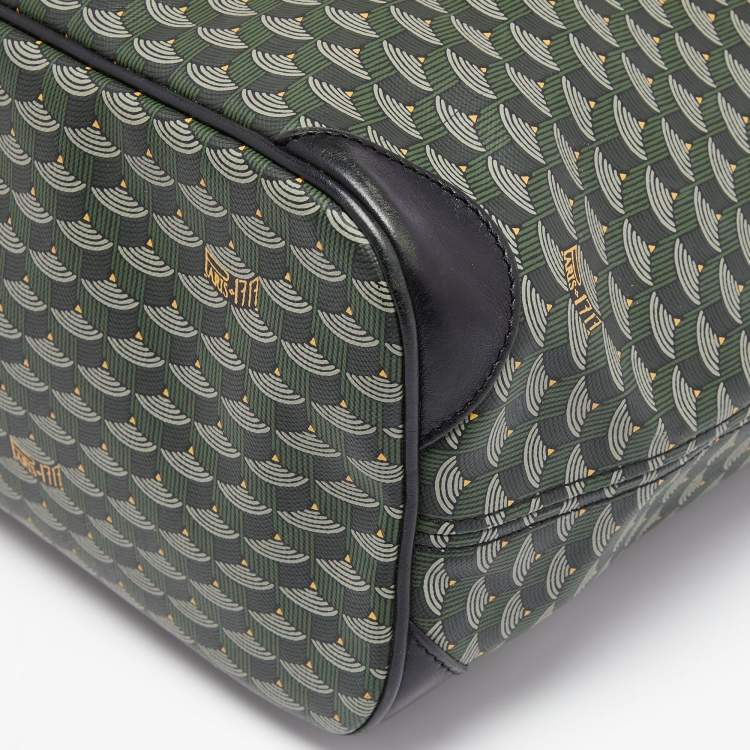 Pre Owned Faure Le Page Green/Black Coated Canvas and Leather Daily Battle Tote