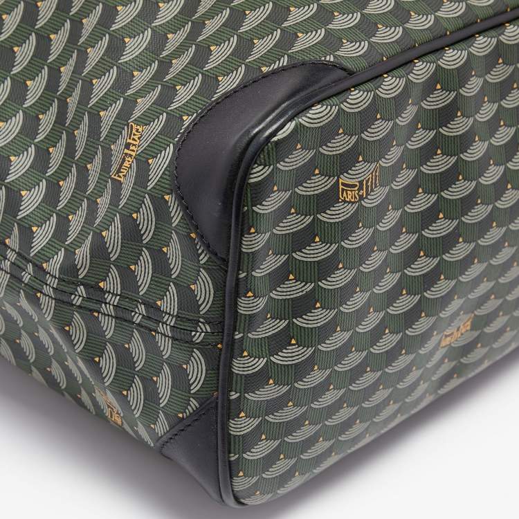 Pre Owned Faure Le Page Green/Black Coated Canvas and Leather Daily Battle Tote