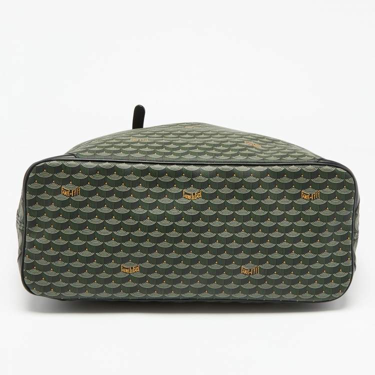 Pre Owned Faure Le Page Green/Black Coated Canvas and Leather Daily Battle Tote