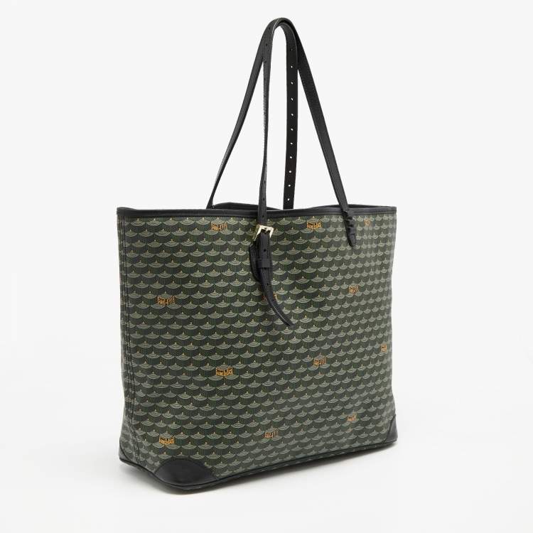 Pre Owned Faure Le Page Green/Black Coated Canvas and Leather Daily Battle Tote