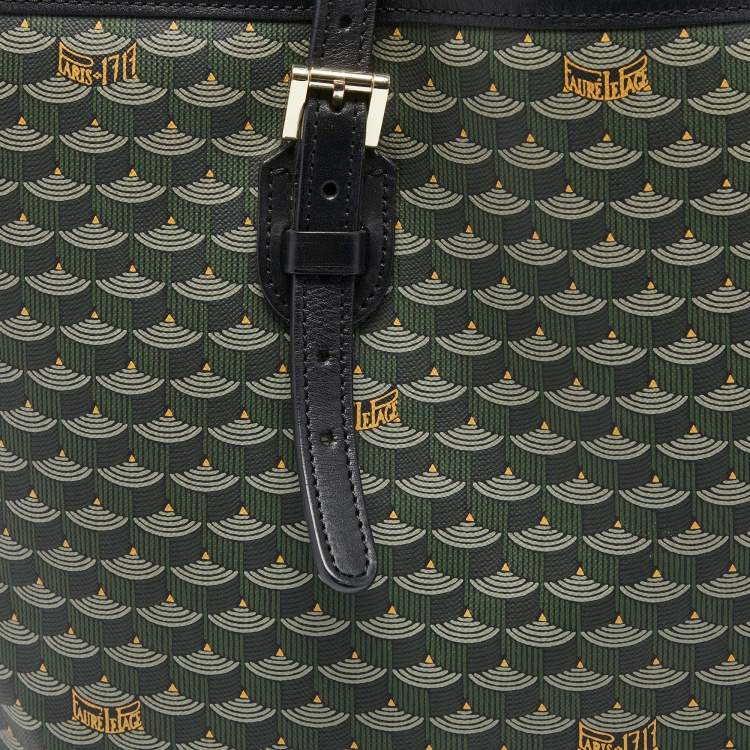 Pre Owned Faure Le Page Green/Black Coated Canvas and Leather Daily Battle Tote