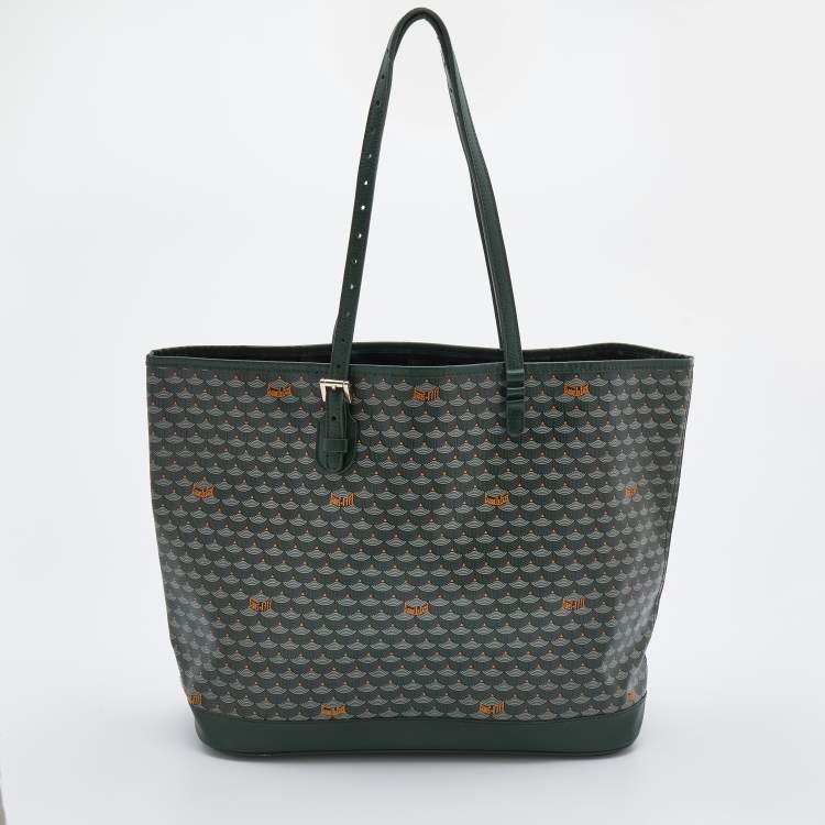 Pre Owned Faure Le Page Green Coated Canvas and Leather Daily Battle 37 Tote