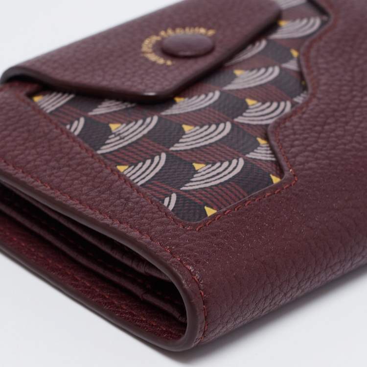 Pre Owned Faure Le Page Burgundy Coated Canvas and Leather Calibre Bifold Wallet