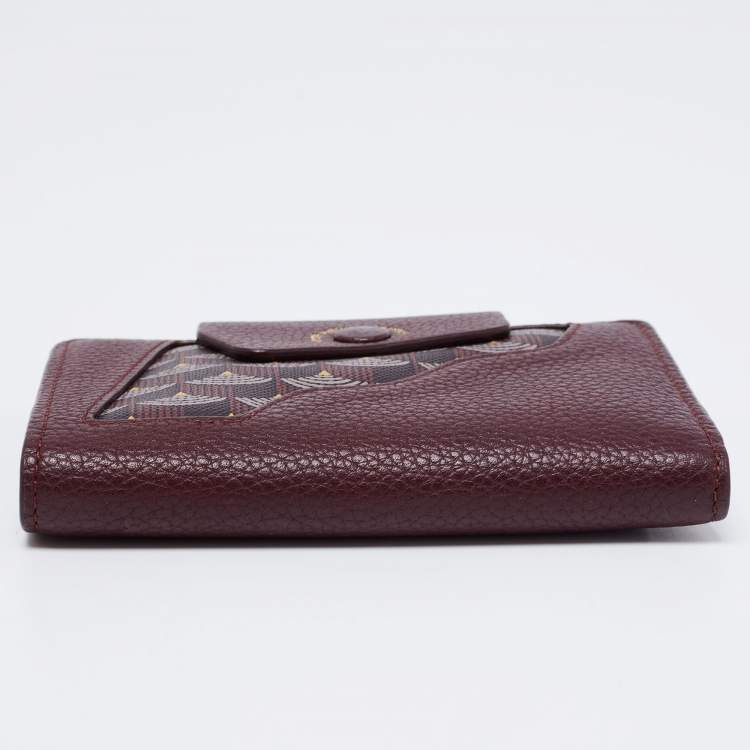 Pre Owned Faure Le Page Burgundy Coated Canvas and Leather Calibre Bifold Wallet