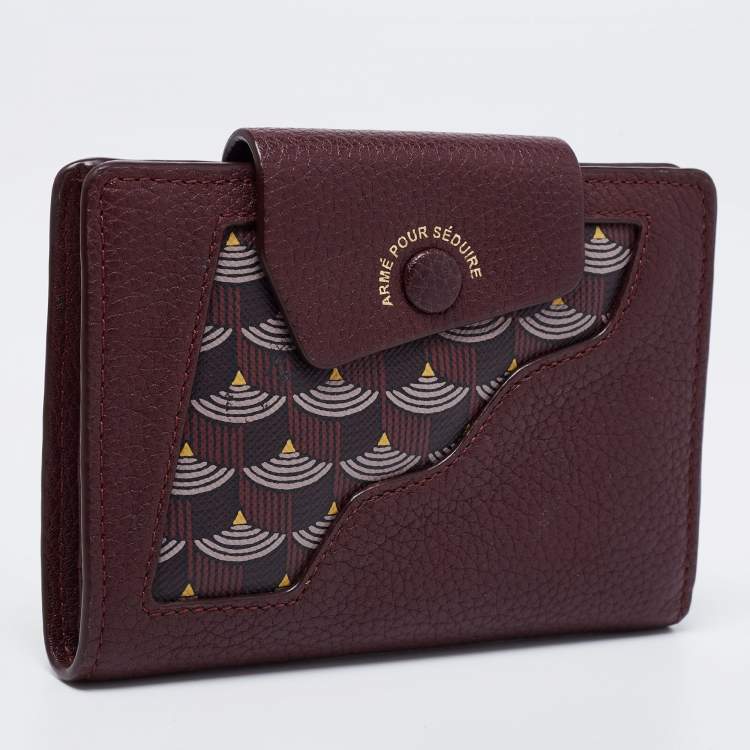 Pre Owned Faure Le Page Burgundy Coated Canvas and Leather Calibre Bifold Wallet