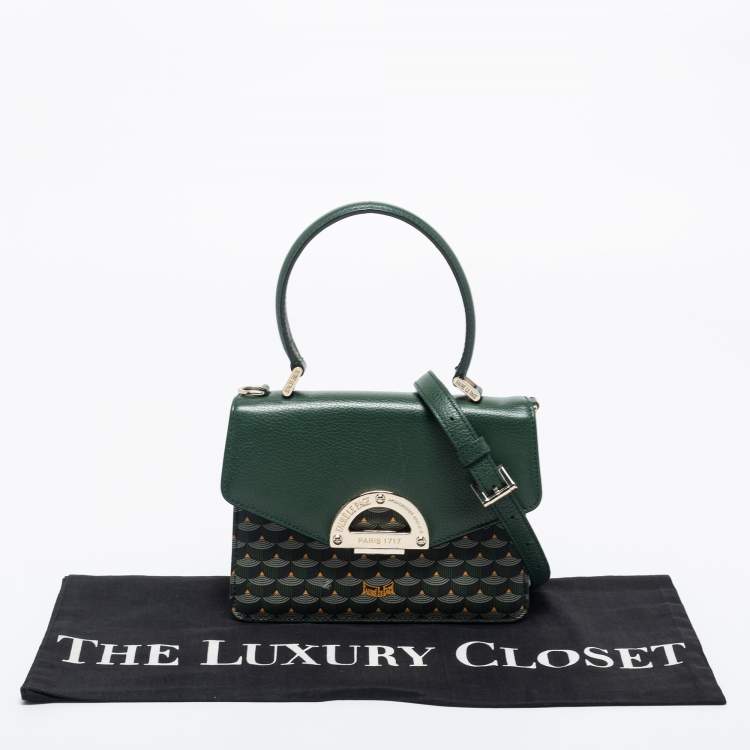 Pre Owned Faure Le Page Green Coated Canvas and Leather Parade Top Handle Bag 