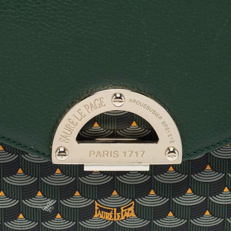 Pre Owned Faure Le Page Green Coated Canvas and Leather Parade Top Handle Bag 