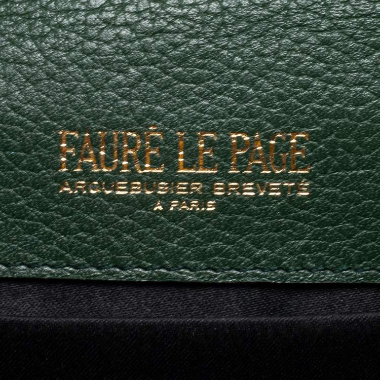 Pre Owned Faure Le Page Green Coated Canvas and Leather Parade Top Handle Bag 