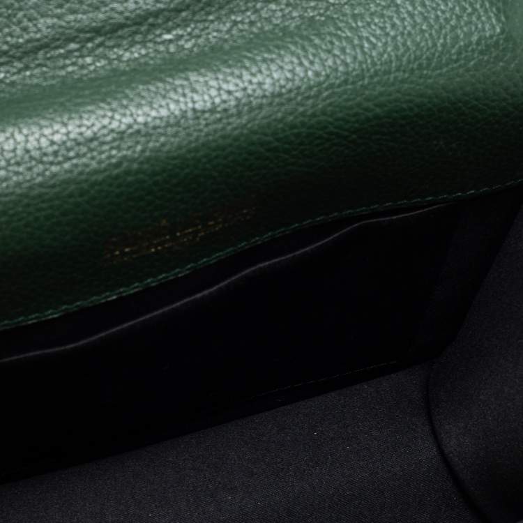 Pre Owned Faure Le Page Green Coated Canvas and Leather Parade Top Handle Bag 