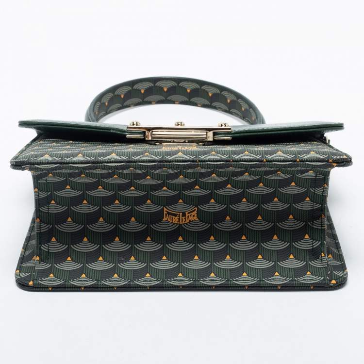 Pre Owned Faure Le Page Green Coated Canvas and Leather Parade Top Handle Bag 