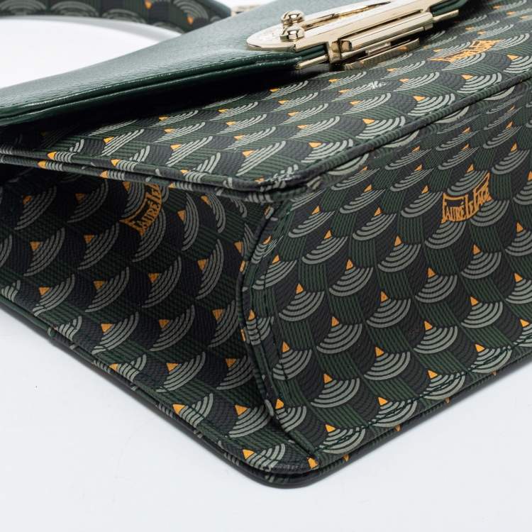 Pre Owned Faure Le Page Green Coated Canvas and Leather Parade Top Handle Bag 