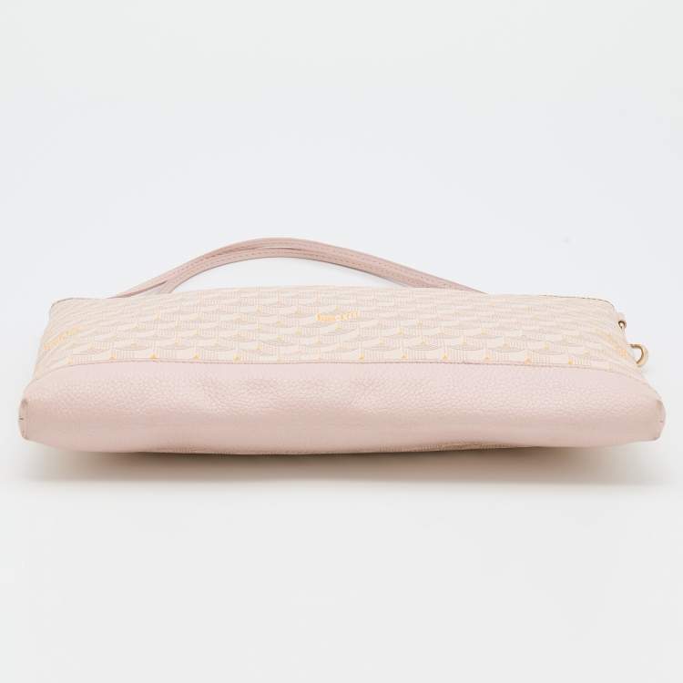 Pre Owned Faure Le Page Pink/Peack Coated Canvas and Leather Wristlet Clutch