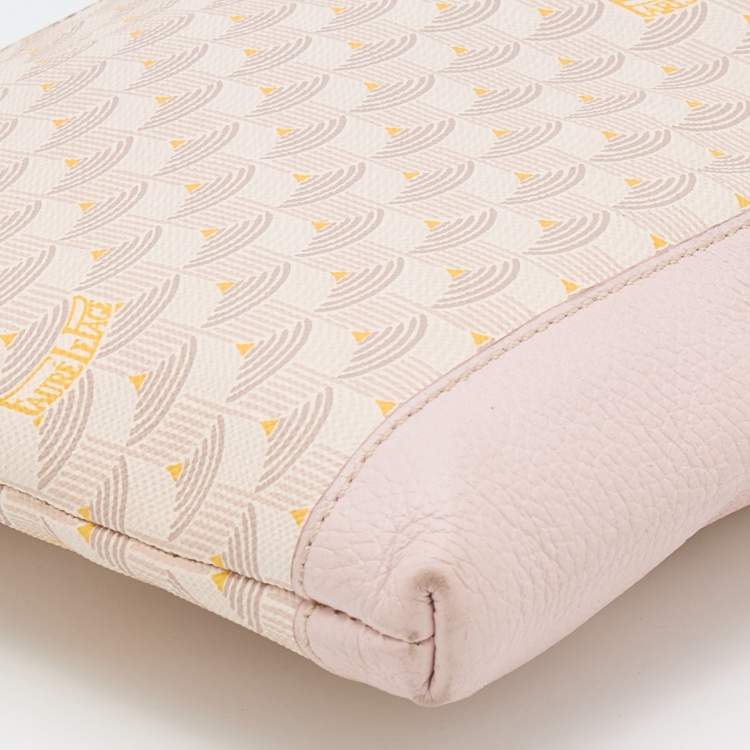 Pre Owned Faure Le Page Pink/Peack Coated Canvas and Leather Wristlet Clutch
