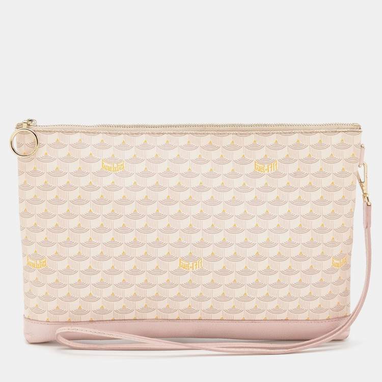 Pre Owned Faure Le Page Pink/Peack Coated Canvas and Leather Wristlet Clutch