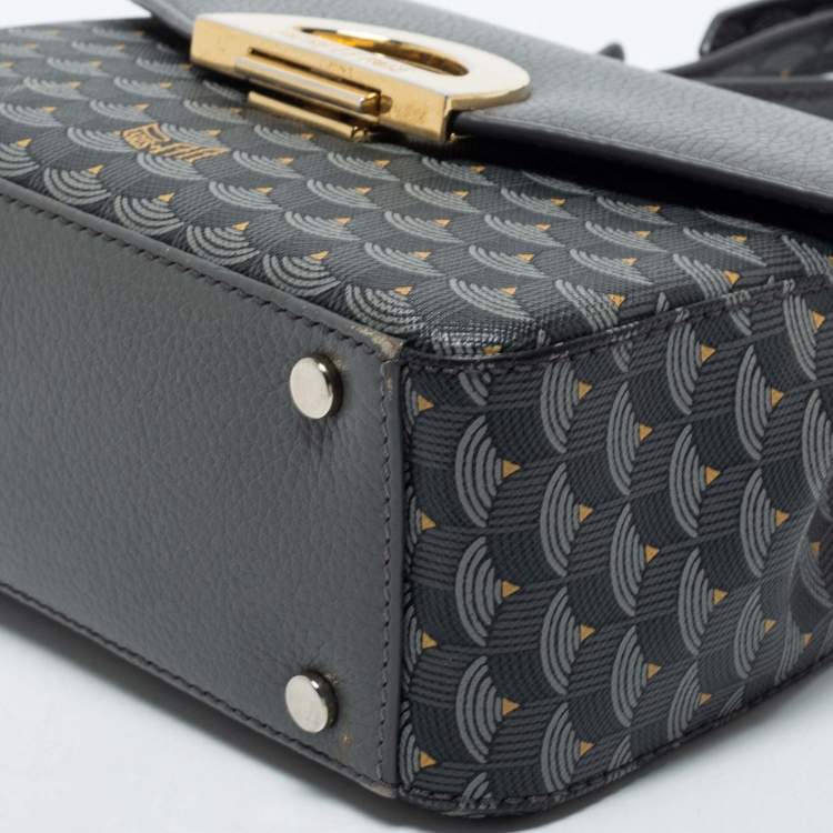 Pre Owned Faure Le Page Grey Coated Canvas and Leather Parade Top Handle Bag