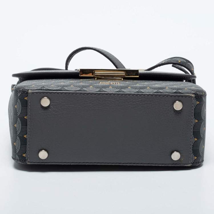 Pre Owned Faure Le Page Grey Coated Canvas and Leather Parade Top Handle Bag