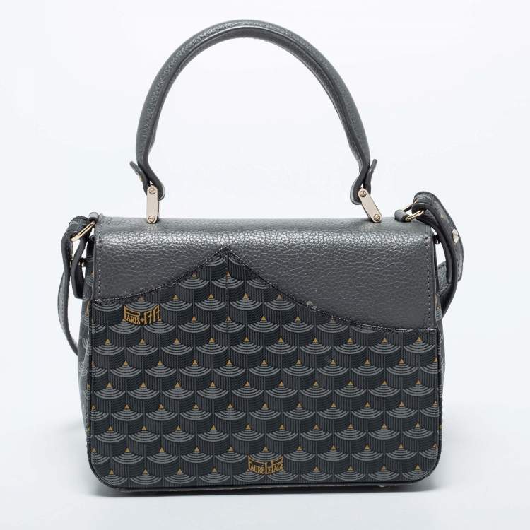 Pre Owned Faure Le Page Grey Coated Canvas and Leather Parade Top Handle Bag