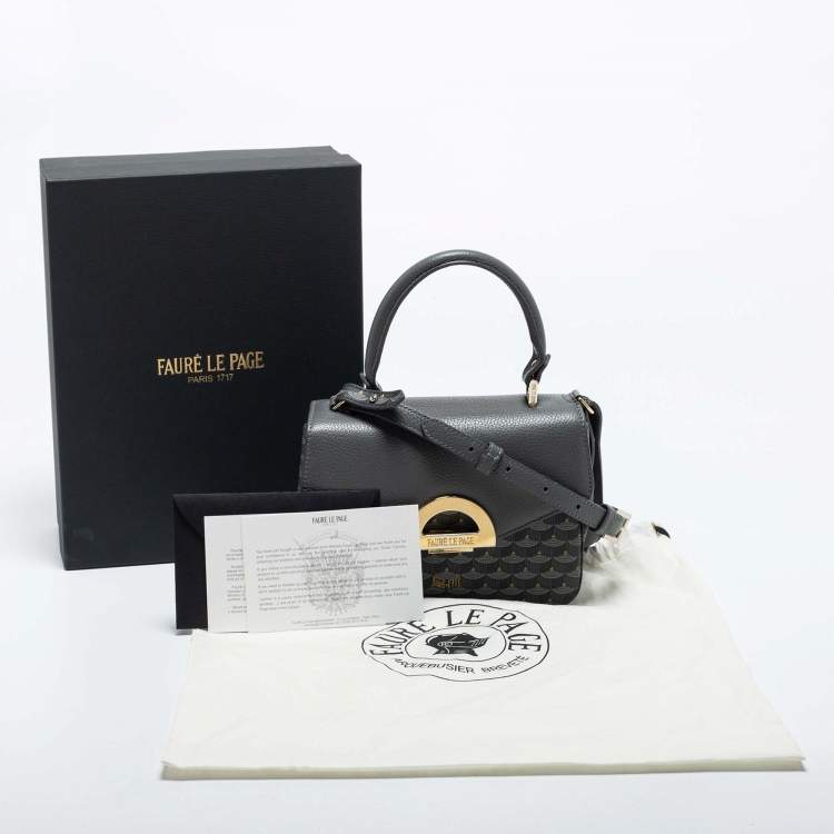 Pre Owned Faure Le Page Grey Coated Canvas and Leather Parade Top Handle Bag
