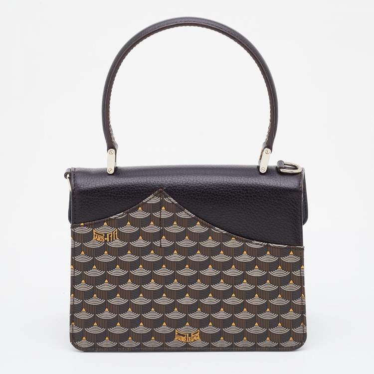Pre Owned Faure Le Page Brown Coated Canvas and Leather Parade Top Handle Bag 