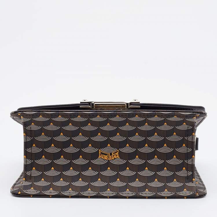 Pre Owned Faure Le Page Brown Coated Canvas and Leather Parade Top Handle Bag 