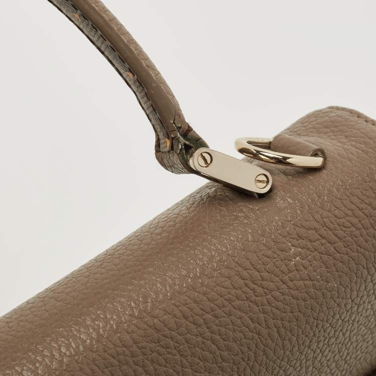 Pre Owned Faure Le Page Beige/Brown Coated Canvas and Leather Parade Top Handle Bag