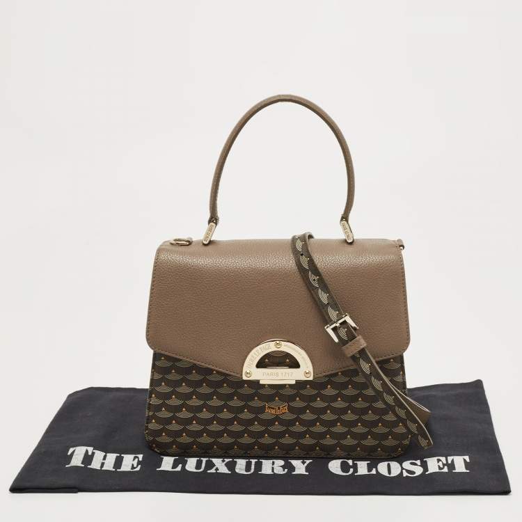 Pre Owned Faure Le Page Beige/Brown Coated Canvas and Leather Parade Top Handle Bag