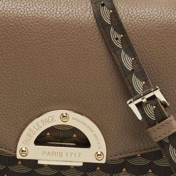 Pre Owned Faure Le Page Beige/Brown Coated Canvas and Leather Parade Top Handle Bag