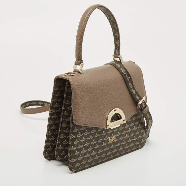 Pre Owned Faure Le Page Beige/Brown Coated Canvas and Leather Parade Top Handle Bag