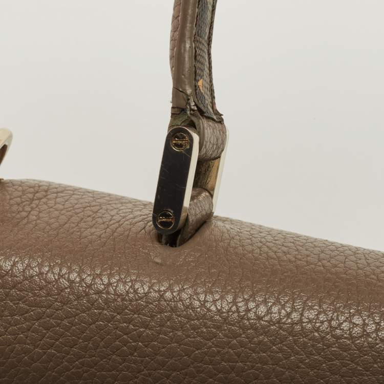 Pre Owned Faure Le Page Beige/Brown Coated Canvas and Leather Parade Top Handle Bag
